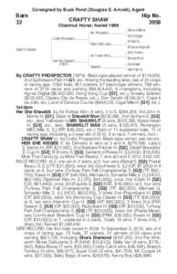 Consigned by Buck Pond (Douglas S. Arnold), Agent  Barn 32  Hip No.