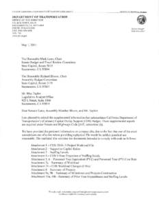 STATE OF CALI FORNIA-CALIFORNIA STATE TRANSPORTATION AGENCY  EDMUND G BROWN Jr. Governor DEPARTMENT OF TRANSPORTATION OFFICE OF THE DIRECTOR