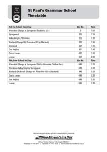 School Bus Services St Paul’s Grammar School Timetable