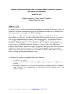 Business / Industrial engineering / Aerosol science / Industrial design / Packaging and labeling / Retailing / BOV / National Conference on Weights and Measures / Electronic cigarette / Standards organizations / Technology / Science