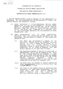 COMMONWEALTH OF AUSTRALIA  AUSTRALIAN SERVICE MEDAL REGULATIONS DECLARATION UNDER REGULATION 3 DETERMINATION UNDER SUBREGULATION 4 ( 2 )