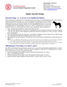 Endocrinology Laboratory P.O. Box 5786 Ithaca, NYEndo Telephone: or 3674 Endo Facsimile: or 4213 Website: http://diagcenter.vet.cornell.edu