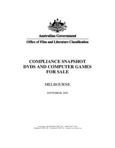 COMPLIANCE SNAPSHOT DVDS AND COMPUTER GAMES FOR SALE MELBOURNE SEPTEMBER 2005