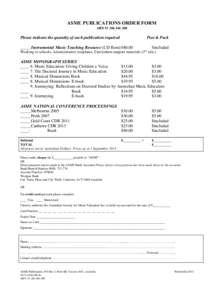 ASME PUBLICATIONS ORDER FORM ABN[removed]Please indicate the quantity of each publication required  Post & Pack