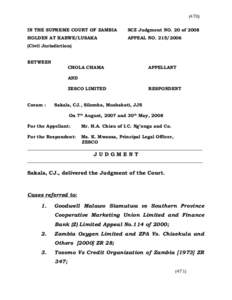 (470) IN THE SUPREME COURT OF ZAMBIA SCZ Judgment NO. 20 ofHOLDEN AT KABWE/LUSAKA