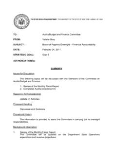 THE STATE EDUCATION DEPARTMENT / THE UNIVERSITY OF THE STATE OF NEW YORK / ALBANY, NYTO: Audits/Budget and Finance Committee