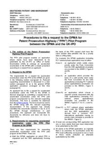 Procedures to file a request to the DPMA for Patent Prosecution Highway (