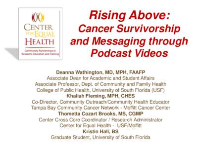 Rising Above: 1 Cancer Survivorship and Messaging through Podcast Videos