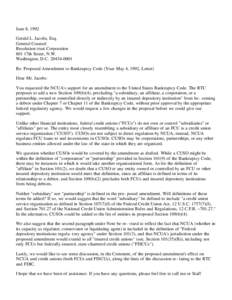 June 8, 1992 Gerald L. Jacobs, Esq. General Counsel Resolution trust Corporation 801 17th Street, N.W. Washington, D.C[removed]