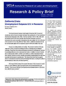 Institute for Research on Labor and Employment  Research & Policy Brief Number 1- May 2009 Updated June 5, 2009