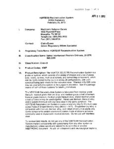 K123906-Page 1 of 3  VERTEX® Reconstruction System AR021