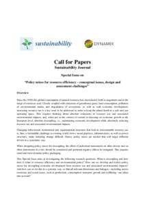 Microsoft Word - Call for papers_Special_Issue_DYNAMIX_Sustainability journal_EXTENDED DEADLINE.doc