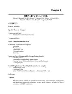 Manual of Syphilis Tests - Chapter 4 - QUALITY CONTROL