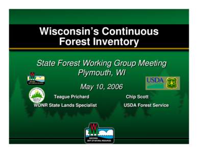Wisconsin’s Continuous Forest Inventory State Forest Working Group Meeting Plymouth, WI May 10, 2006 Teague