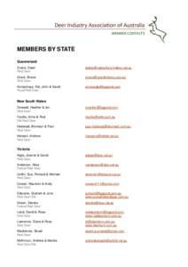 Deer Industry Association of Australia MEMBER CONTACTS MEMBERS BY STATE Queensland Evans, Dawn