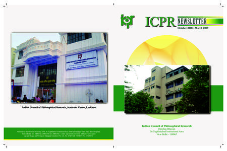 ICPR Newsletter  October[removed]March 2009 Indian Council of Philosophical Research, Academic Centre, Lucknow