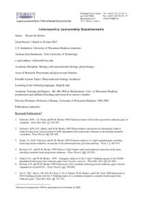 CV and Intercountry Lectureship Questionnaire