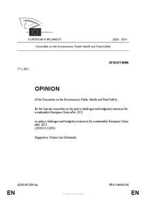 [removed]EUROPEAN PARLIAMENT Committee on the Environment, Public Health and Food Safety[removed]INI)
