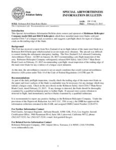 SPECIAL AIRWORTHINESS INFORMATION BULLETIN FAA Aviation Safety