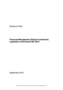 Exposure Draft  Financial Management (Ethical Investment) Legislation Amendment Bill[removed]September 2010