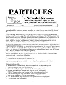PARTICLES sponsored by PROTON T HERAPY C OOPERATIVE