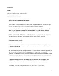 Sophie Garon Avocate Directrice de l’assistance aux consommateurs Autorité Des Marchés Financiers  Quel est mon rôle et qu’attendez-vous de moi ?