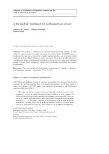 Journal of Automated Reasoning manuscript No. (will be inserted by the editor) A list-machine benchmark for mechanized metatheory Andrew W. Appel · Robert Dockins · Xavier Leroy