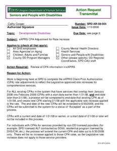 Action Request Transmittal Seniors and People with Disabilities Cathy Cooper Authorized Signature