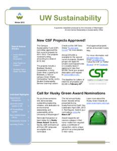 UW Sustainability  Winter 2012 A quarterly newsletter produced by the University of Washington Environmental Stewardship & Sustainability Office