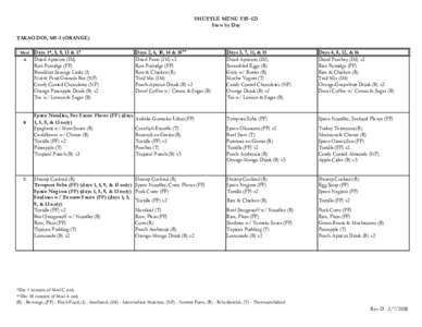 SHUTTLE MENU STS-123 Stow by Day TAKAO DOI, MS-3 (ORANGE) Meal A