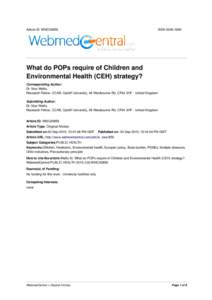 Article ID: WMC00856  ISSN[removed]What do POPs require of Children and Environmental Health (CEH) strategy?