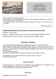 Commune de LIGNIERES-CHATELAIN Bulletin municipal N°2 (Juillet 2014)