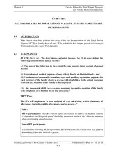 Chapter 4  Factors Related to Total Tenant Payment and Family Share Determination  CHAPTER 4