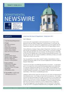 TRINITY TERMDEPARTMENTAL NEWSWIRE CONTENTS