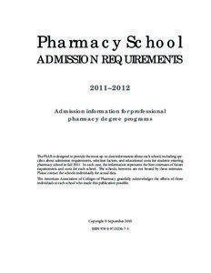 Pharmacy School Admission Requirements 2011–2012