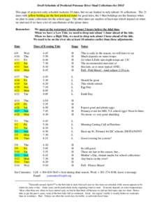 Draft Schedule of Predicted Potomac River Shad Collections for[removed]This page of projected early schedule includes 30 dates, but we are limited to only (about) 16 collections. The 21 dates with yellow bolding are the b