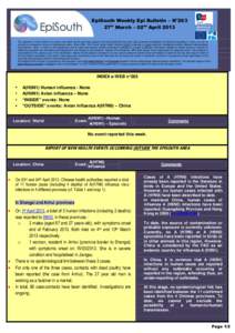 EpiSouth Weekly Epi Bulletin – N°263 27th March – 02nd April 2013 Departement International