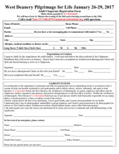 2017 march for life Registration Adult Form