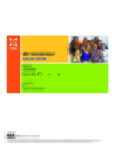 MBTI Interpretive Report ® COLLEGE EDITION Report for JANE SAMPLE
