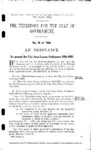 [Extract from Commonwealth of Australia Gazette,, No. 57, dated 23rd August, [removed]THE TERRITORY EOR THE SEAT OF GOVERNMENT. No. 20 of 1934.