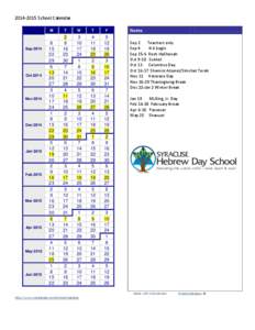 [removed]School Calendar.  Sep 2014 Oct 2014