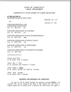 ,  STATE OF CONNECTICUT LABOR DEPARTMENT CONNECTICUT STATE BOARD OF LABOR RELATIONS INTHEMATI’EROF