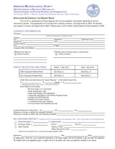 AMERICAN METEOROLOGICAL SOCIETY 43RD CONFERENCE ON BROADCAST METEOROLOGY THIRD CONFERENCE ON WEATHER WARNINGS AND COMMUNICATION[removed]JUNE 2015 — RALEIGH CONVENTION CENTER, RALEIGH, NORTH CAROLINA  APPLICATION & CONTRA