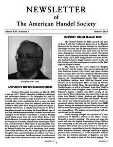 N EW SL E T T E R  of The American Handel Society Volume XXV, Number 2