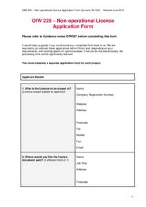 OF 225 – Non-operational Licence Application Form