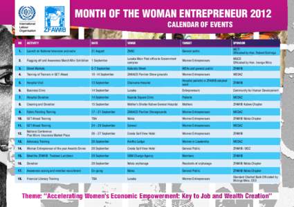 Progress in  Unity MONTH OF THE WOMAN ENTREPRENEUR 2012 CALENDAR OF EVENTS