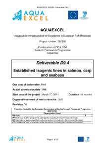 AQUAEXCEL– Deliverable D9.4  AQUAEXCEL Aquaculture Infrastructures for Excellence in European Fish Research Project number: Combination of CP & CSA
