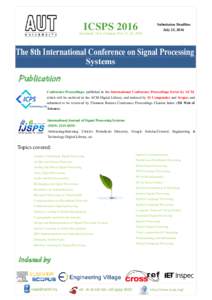 Image processing / Media technology / Signal processing / Digital signal processing / Speech processing / Technology / Computer vision / Electronics / Communication / Draft:International Conference on Digital Information Processing /  E-Business and Cloud Computing / IEEE Signal Processing Society