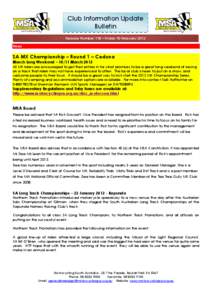 Club Information Update Bulletin Release Number 118 – Friday 10 February 2012 News