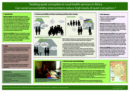 Tackling quiet corruption in rural health services in Africa Can social accountability interventions reduce high levels of quiet corruption ? 1. Introduction 3. Social accountability and other monitoring methods under sc